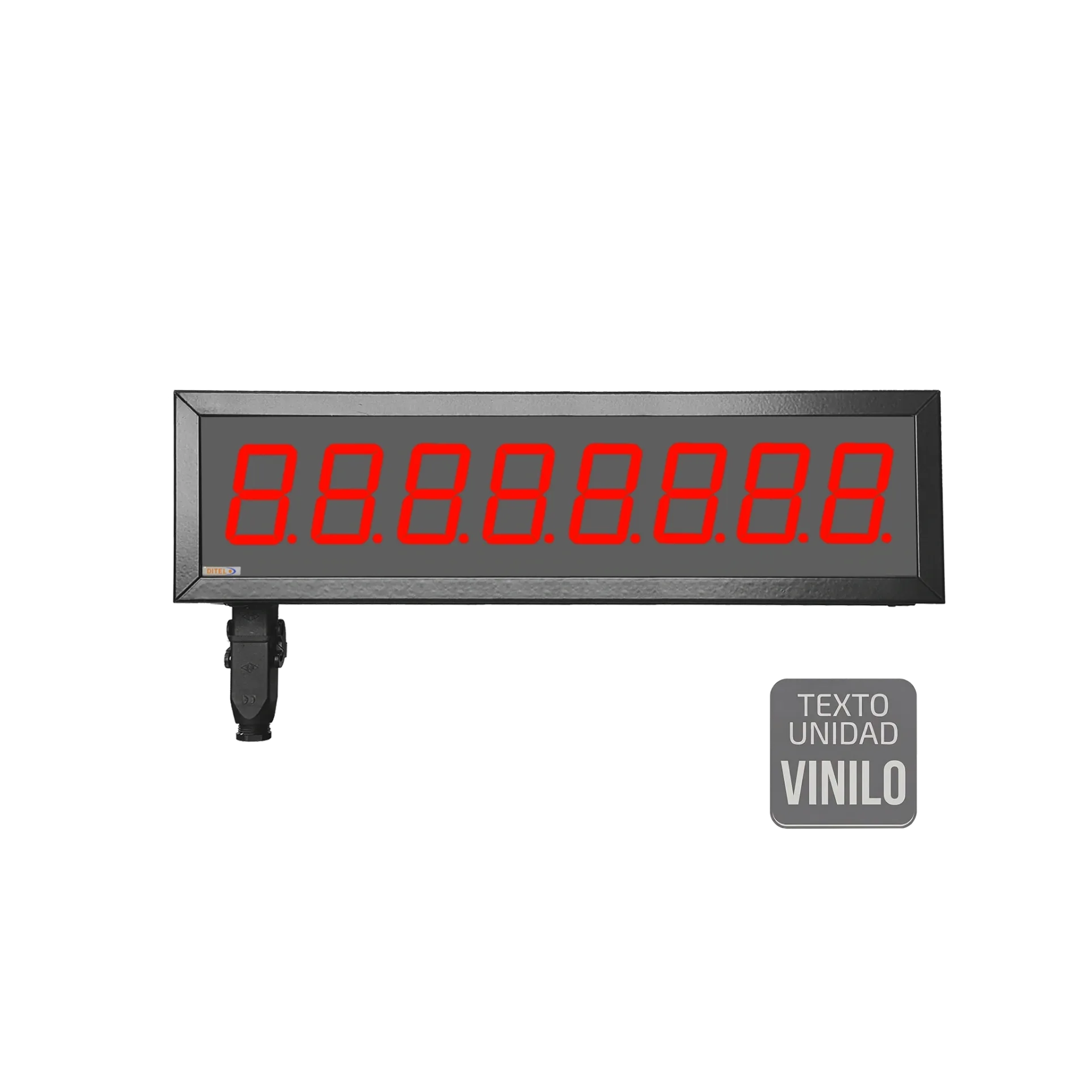 Visualizador Numerico 57mm, 8 digitos, Serie, Ethernet, Wifi +2R, Texto Vinilo, IP65